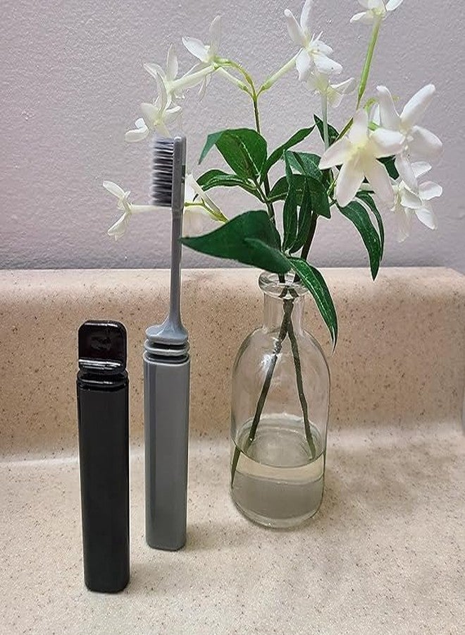 PIXELERA Travel Folding Toothbrush - 2 Pack (Black & Grey) | Soft Bristles | Compact & Foldable for Travel, Office, Camping - Image 2